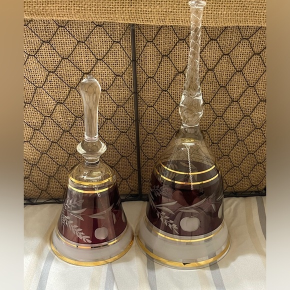 Victorian Cranberry Crystal Table Bells - Picture 4 of 4